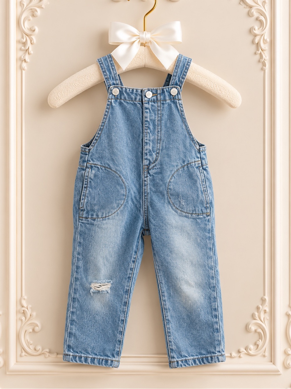 Zara Baby Girl 18-24M Denim Overalls Relaxed Baggy Dungarees Jeans
